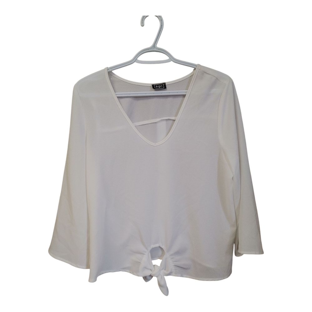 EGO White Tie-Front Blouse